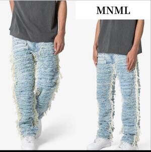 New men’s MNML baggy frayed denim jeans 33